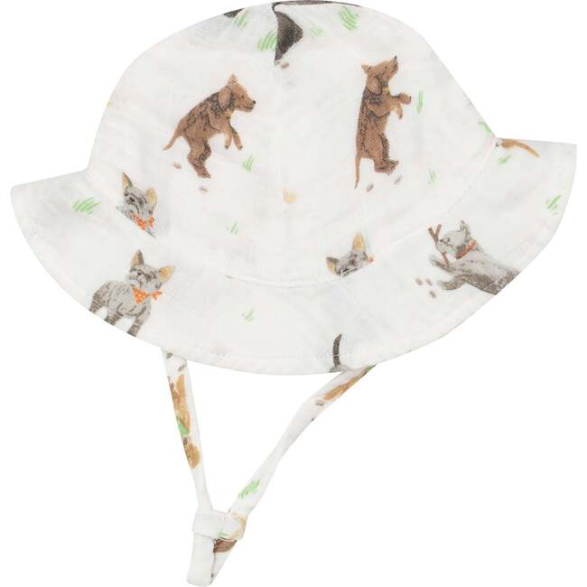 Watercolor Puppies Sunhat, Ivory