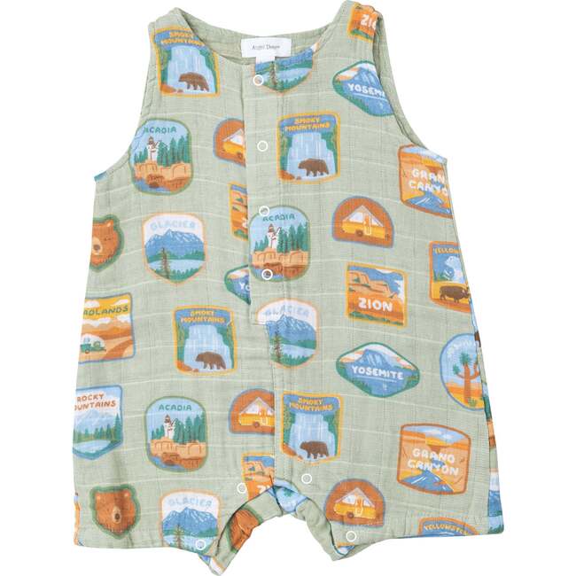 National Park Patches Shortie Romper, Green