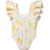 Recycled Citrus Floral Ruffle Sleeve Swimsuit - Blouses - 2