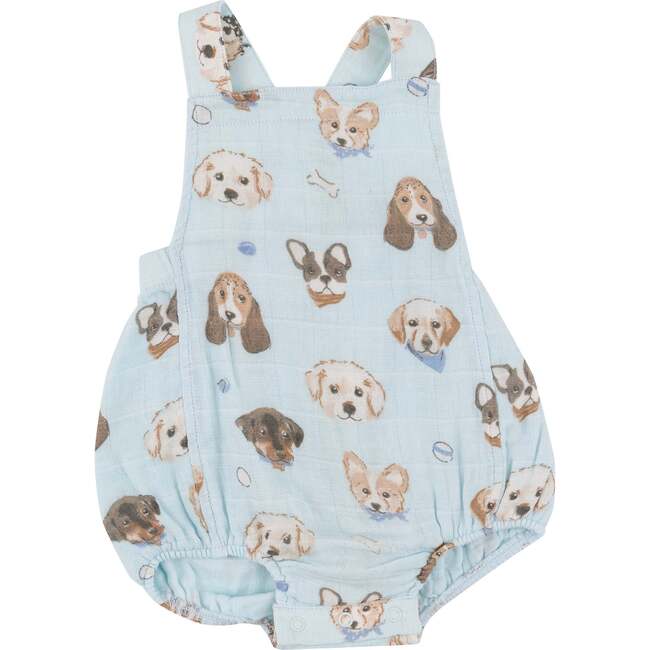 Vintage Puppy Faces Retro Sunsuit, Blue