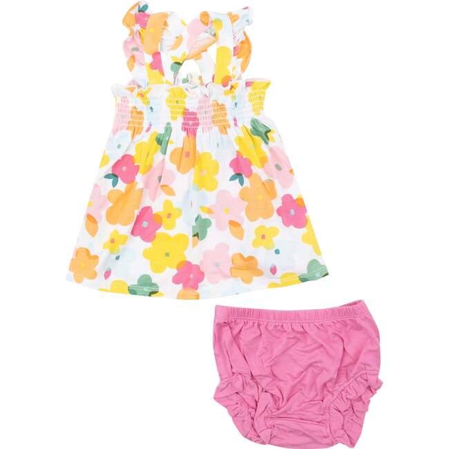 Paper Floral Ruffle Strap Smocked Top + Diaper Cover, Multi