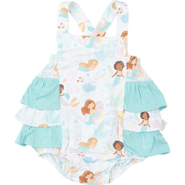 Magical Mermaids Ruffle Sunsuit, White