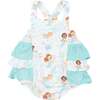 Magical Mermaids Ruffle Sunsuit, White - Rompers - 1 - thumbnail