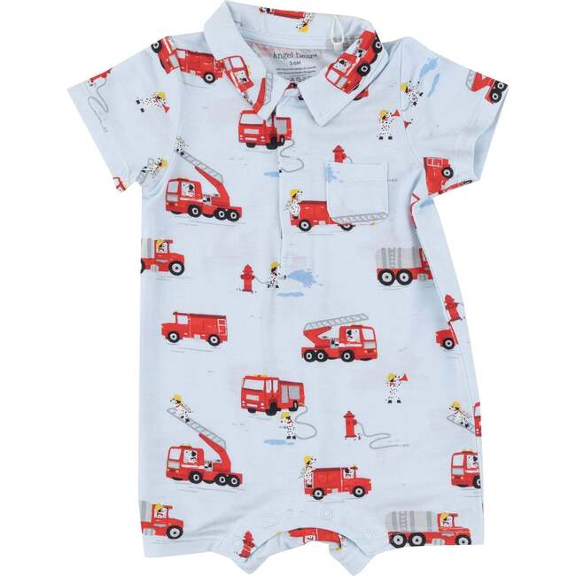 Firetruck Dalmations Polo Shortie, Blue