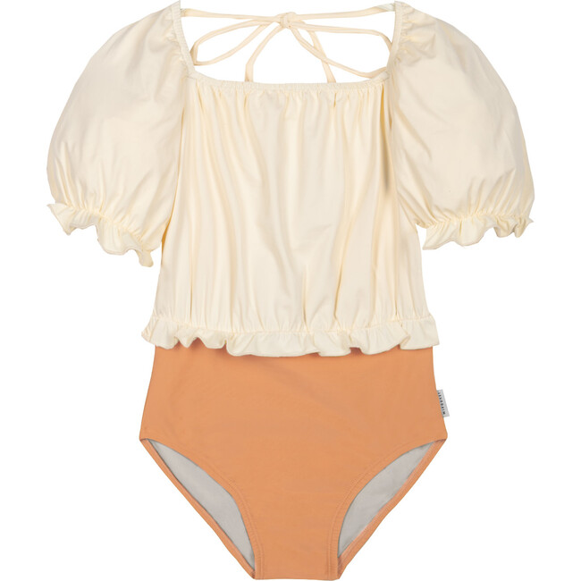 Élisa Block Color Swimsuit, Ecru & Peach