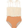 Julieta Block Color Swimsuit, Ecru & Peach - One Pieces - 1 - thumbnail