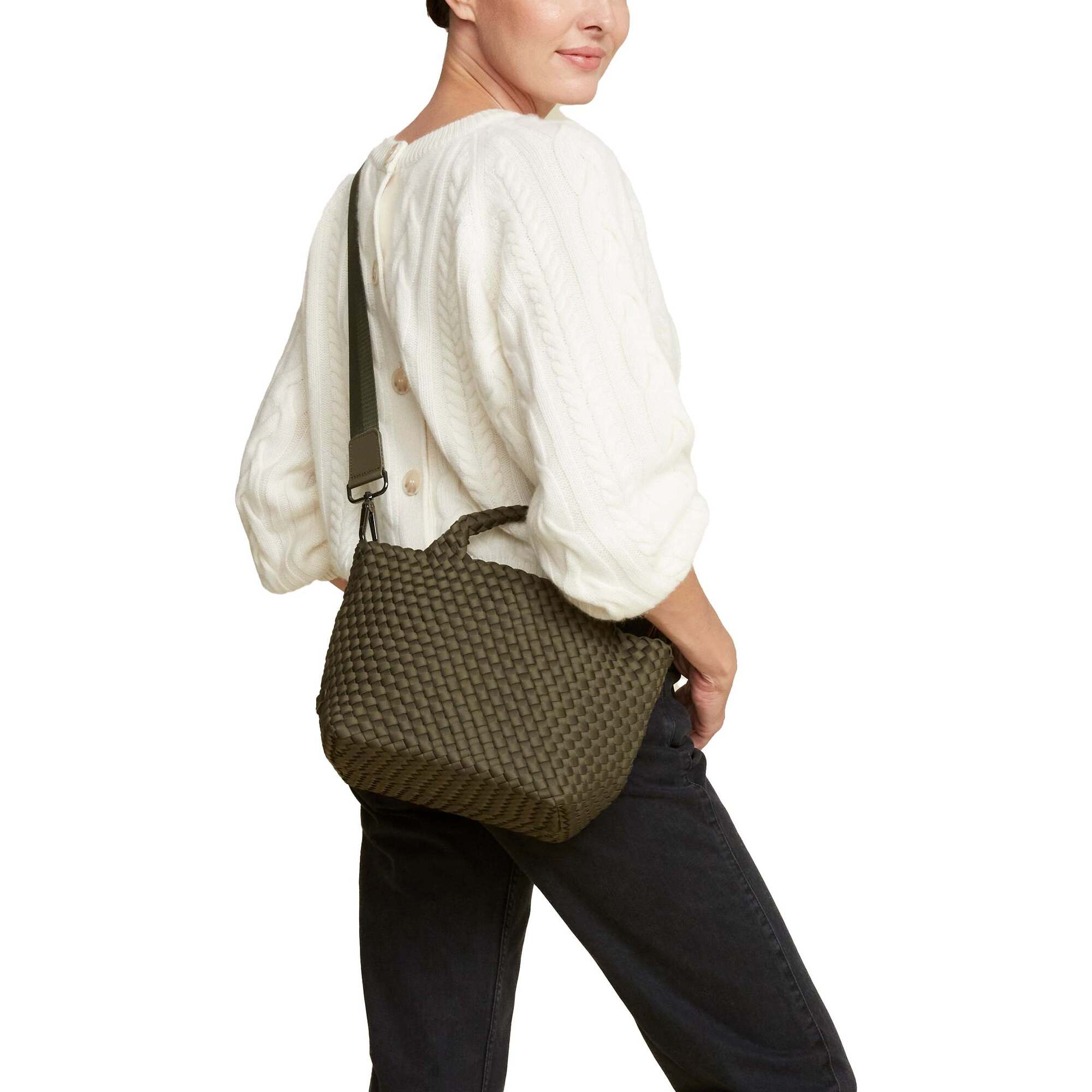 Women's St. Barths Small Handwoven Tote, Olive - OS - Bags - 1