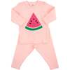 Watermelon Terry Applique Two Piece Set, Pale Pink - Mixed Apparel Set - 1 - thumbnail