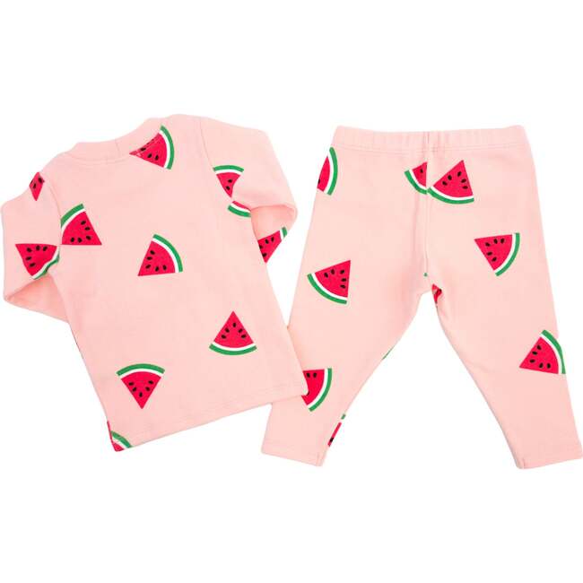 Watermelon Print Two Piece Set, Pale Pink - Mixed Apparel Set - 2