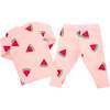 Watermelon Print Two Piece Set, Pale Pink - Mixed Apparel Set - 2