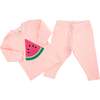 Watermelon Terry Applique Two Piece Set, Pale Pink - Mixed Apparel Set - 2