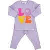 Cotton Candy LOVE Terry Applique Two Piece Set, Orchid - Mixed Apparel Set - 1 - thumbnail