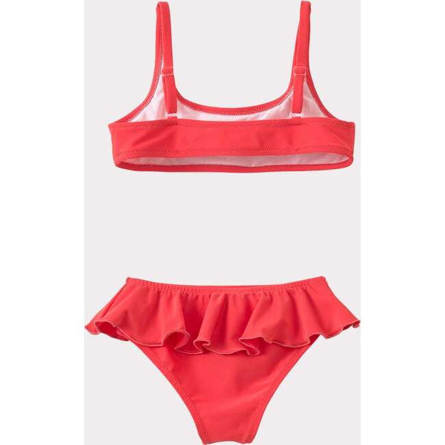 Sago Elasticated Top & Ruffled Bottom Bikini, Tomato - Two Pieces - 2