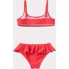 Sago Elasticated Top & Ruffled Bottom Bikini, Tomato - Two Pieces - 2