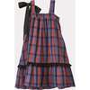 Peony Tartan Tie-Bow Shoulder Drop Waist Dress, Red & Blue - Dresses - 2