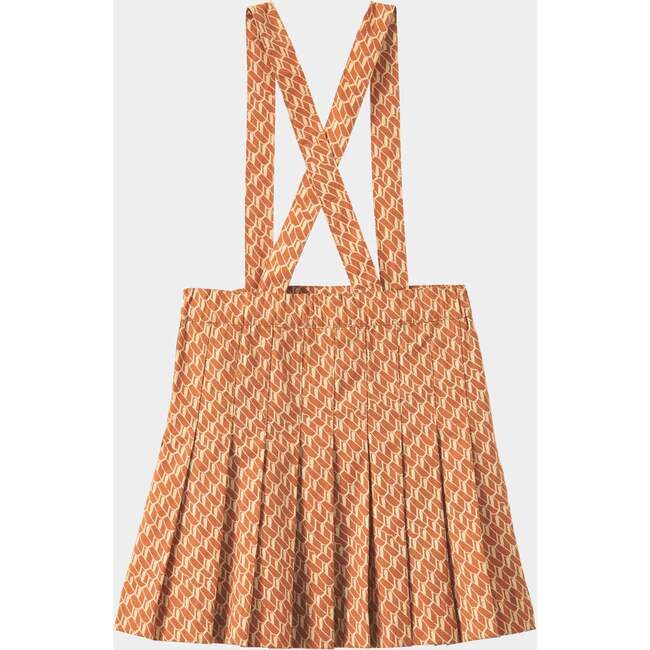 Hedera Geo Print Pleated Pinafore Skirt, Apricot - Skirts - 2