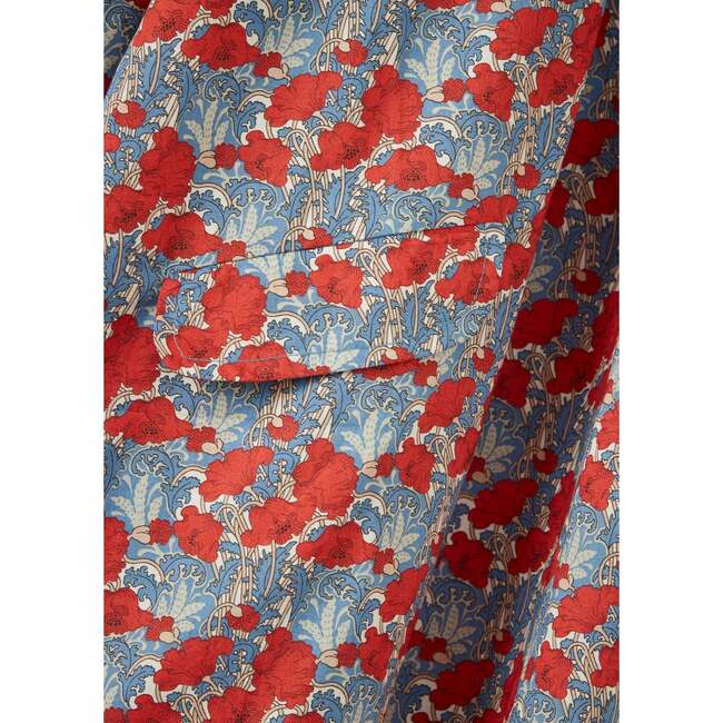 Malika Floral Print Raglan Sleeve Dress, Blue & Red - Dresses - 3