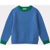 Fennel Contrast Trim Jumper, Blue & Camel - Sweaters - 1 - thumbnail