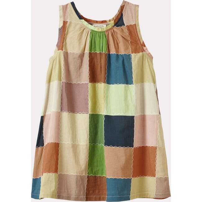 Cicely Ruched Neck Sleeveless Dress, Green & Multicolours