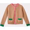 Anise Contrast Pocket Cardigan, Camel & Pink - Cardigans - 1 - thumbnail