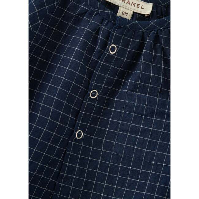 Burdock Yarn Dyed Check Shirt, Navy - Shirts - 3