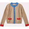 Anise Contrast Pocket Cardigan, Camel & Blue - Cardigans - 1 - thumbnail