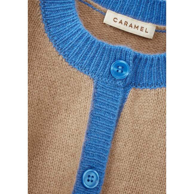 Anise Contrast Pocket Cardigan, Camel & Blue - Cardigans - 2