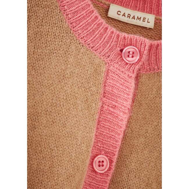 Anise Contrast Pocket Cardigan, Camel & Pink - Cardigans - 3