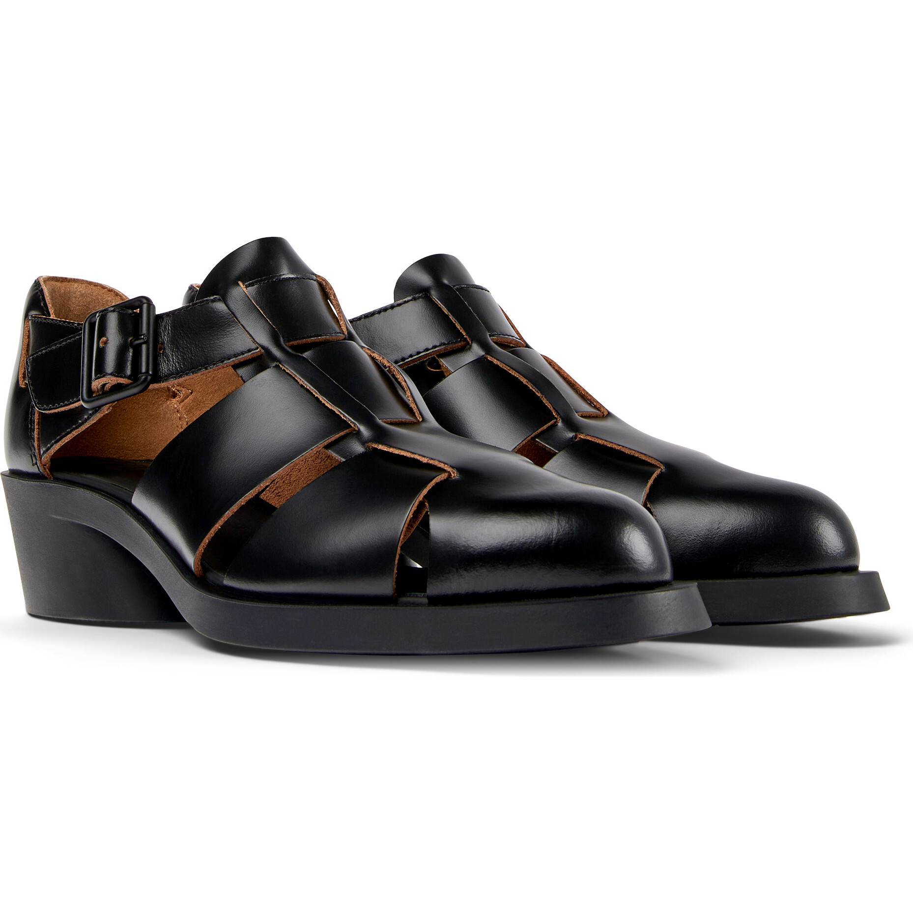 Women's Bonnie Leather Sandals, Black - Camper Shoes