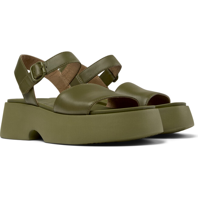 Oruga Calfskin Leather Flexible Sandals, Medium Green