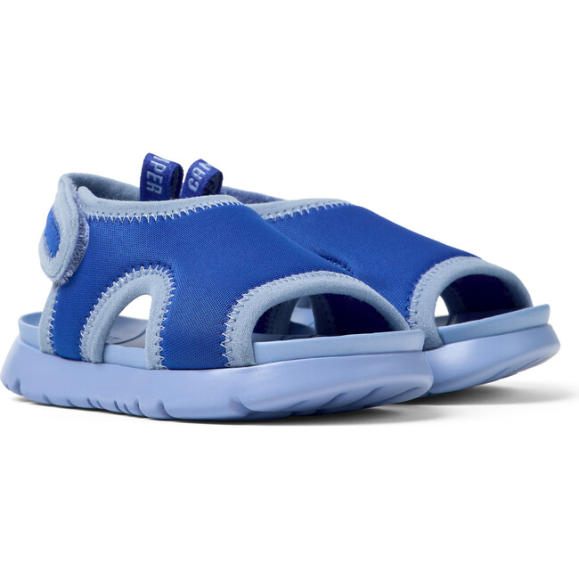 Oruga Calfskin Leather Flexible First Walker Sandals, Medium Blue