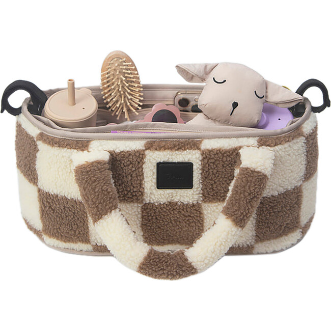 Stroller Organizer, Print Checker Tan - Stroller Accessories - 2
