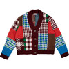 Patchwork Mini Cardigan, Burgundy & Multicolors - Cardigans - 1 - thumbnail