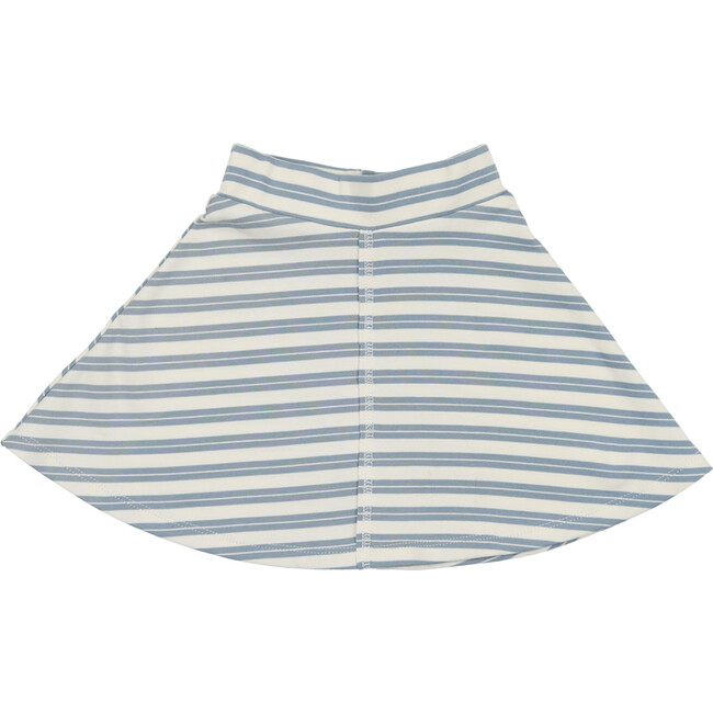 Horizontal Striped A-Line Short Skirt, Sky Blue