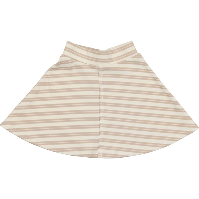 Horizontal Striped A-Line Short Skirt, Sand