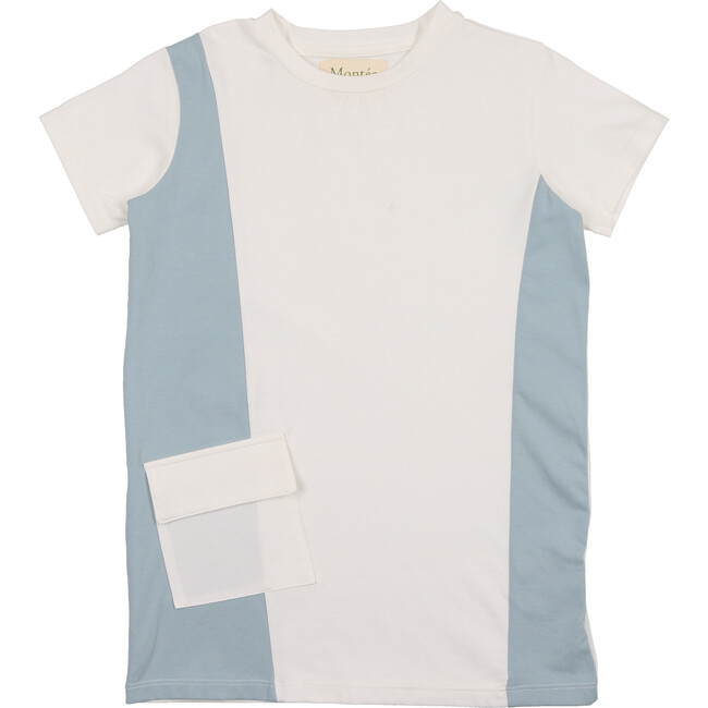 Colorblock Pocket Short Sleeves Tee, White & Denim Blue
