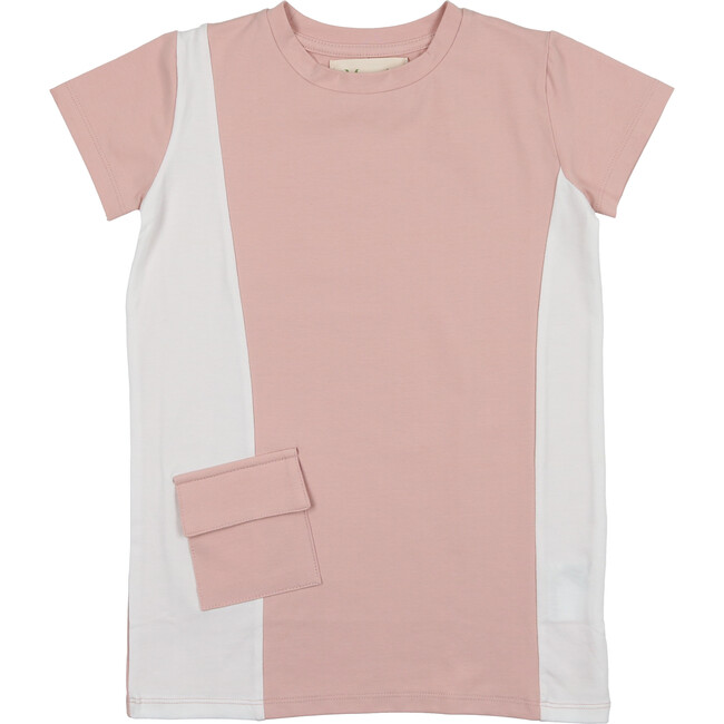 Colorblock Pocket Short Sleeves Tee, Mauve & White