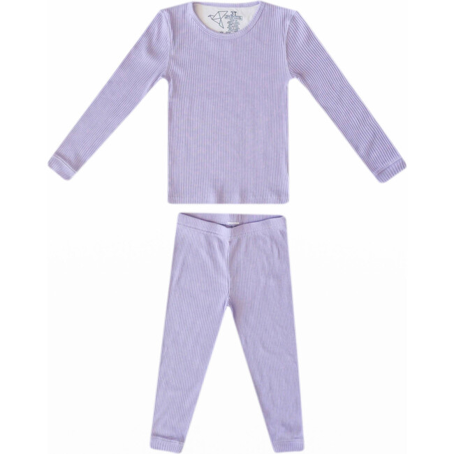 Periwinkle Rib Knit 2-Piece Long Sleeve Pajama Set