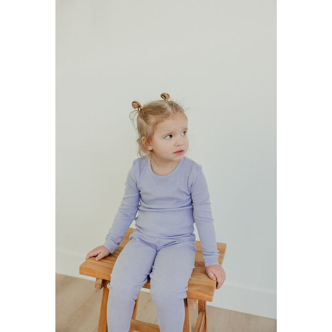 Periwinkle Rib Knit 2-Piece Long Sleeve Pajama Set - Pajamas - 2