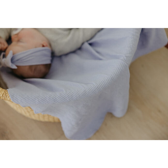 Periwinkle Rib Knit Swaddle Blanket - Swaddles - 2