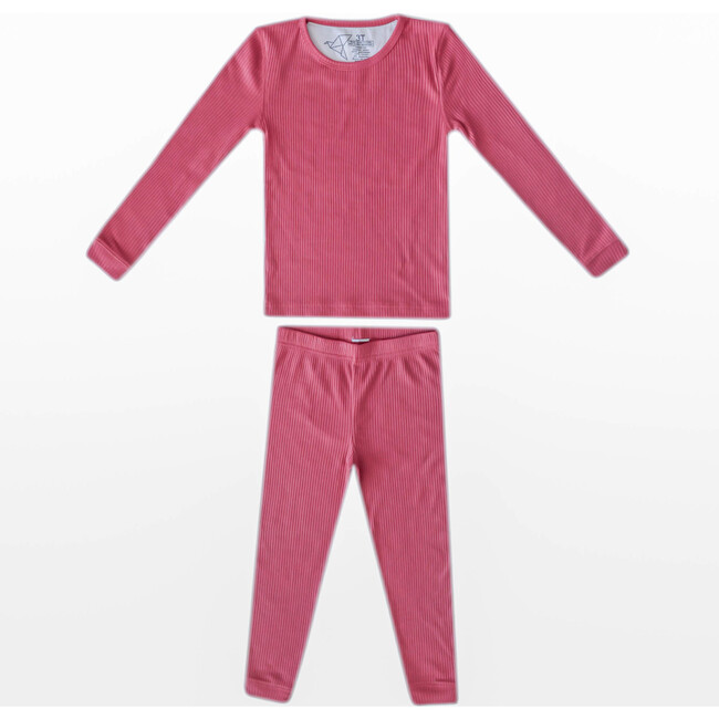 Berry Rib Knit 2-Piece Long Sleeve Pajama Set