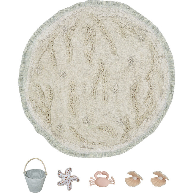 Island Washable Round Play Rug, Natural