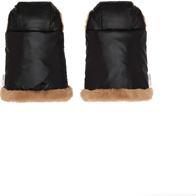 Water-Repellent Adjustable Snap Sherpa Lined Baby Stroller Gloves, Black