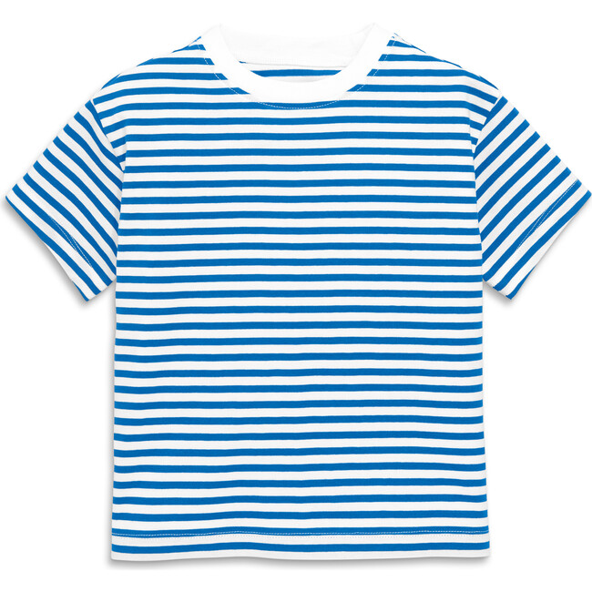 Short Sleeve Easy Stripe Tee, Blueberry White Stripe