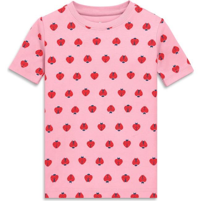 Organic Short Sleeve Pj Top In Ladybugs, Blossom Ladybugs
