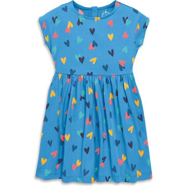 Backyard Dress In Rainbow Confetti Hearts, Cornflower Rainbow Confetti Hearts