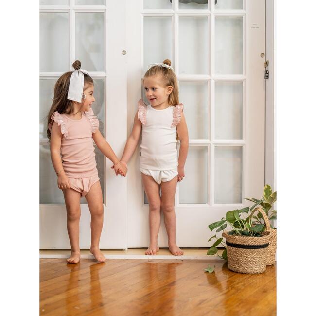 S22 Shoulder Ruffle Top & Short Set, Pale Pink - Mixed Apparel Set - 2