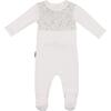 Girls Speckled Smocked Footie, White - Footie Pajamas - 1 - thumbnail