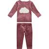 Cozy 2-Piece Velvet Cloud Applique Top & Pant Set, Mauve - Mixed Apparel Set - 1 - thumbnail