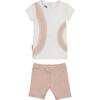 Arc Patch 2-Piece Top & Short Set, Sand - Mixed Apparel Set - 1 - thumbnail